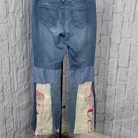 Lauren Conrad Boho Patchwork Wide Leg Jeans Size‎ 10 - Picture 9 of 10